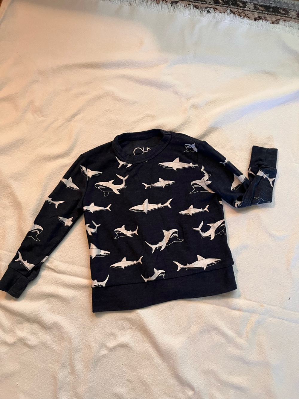 Chaser Navy Sweatshirt with White Shark Print
